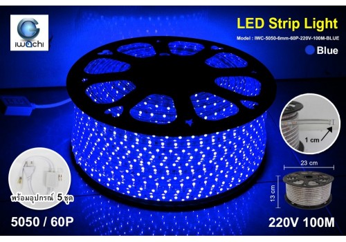 ไฟท่อเหลี่ยม IWC-5050-6mm-60P-220V-100M-BULE